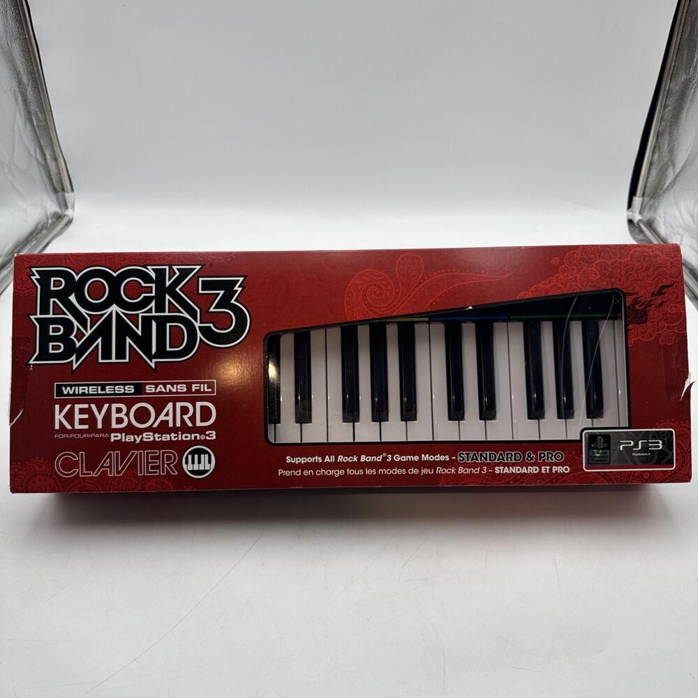 Rock Band 3 Wireless Keyboard PS3 Mad Catz include USB Dongle Box Manual Tested